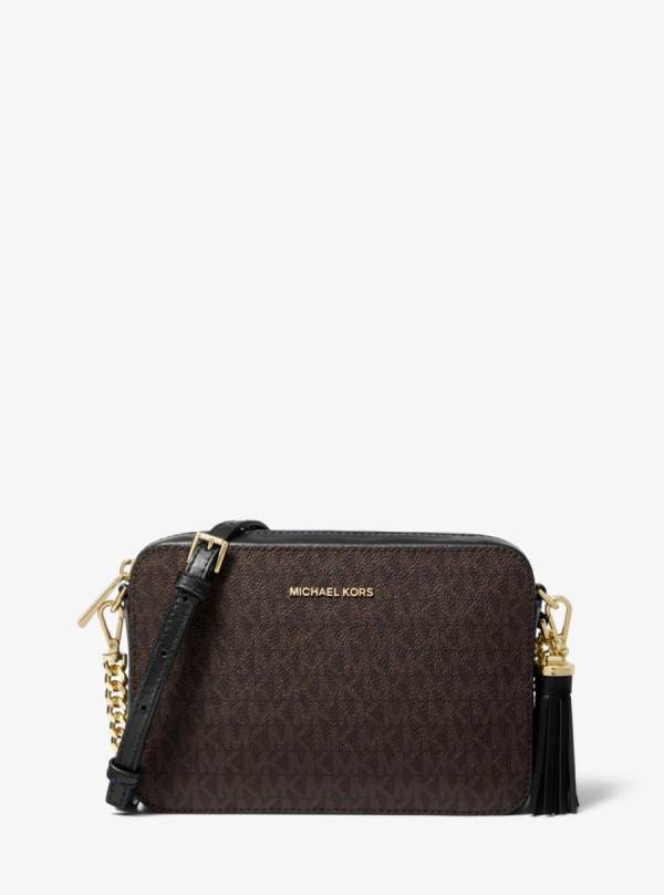 Damske Spojková Taška Michael Kors Ginny Medium Logo Hnede - Kabelky Michael Kors Sleva | BVTYN-2403